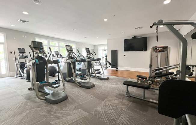 Professional fitness and weight training studio with Precor equipment