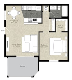 1 bed, 1 bath, 736 sqft, $2,585