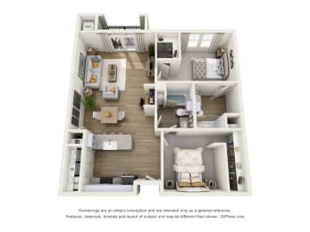 2 beds, 2 baths, 1,038 sqft, $1,574