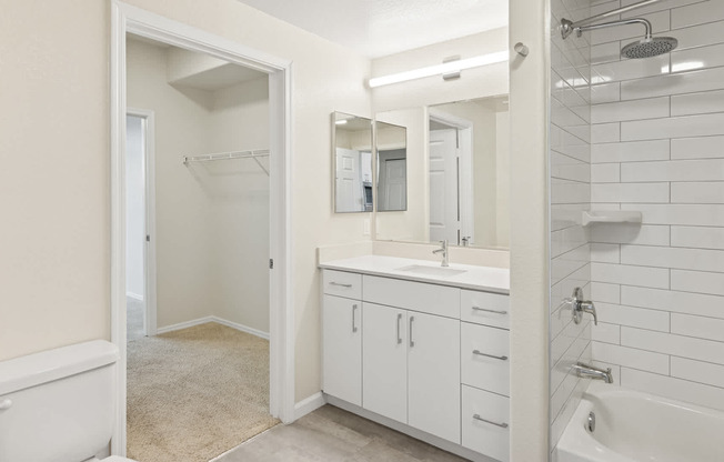 Bathroom with hard surface flooring