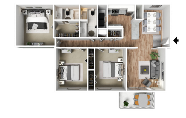 3 beds, 2 baths, $1,099