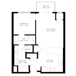 1 bed, 1 bath, 709 sqft, $1,690