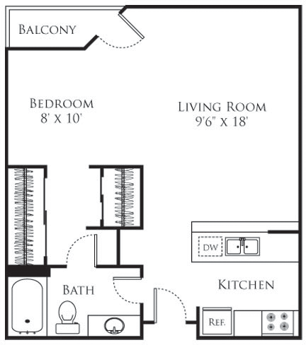 Studio, 1 bath, 475 sqft, $2,041, Unit 252