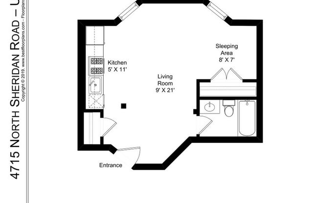 Studio, 1 bath, 457 sqft, $1,395, Unit 12S