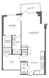 1 bed, 1.5 baths, 966 sqft, $3,480