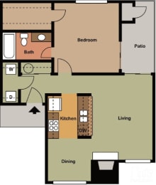 1 bed, 1 bath, 724 sqft, $1,030