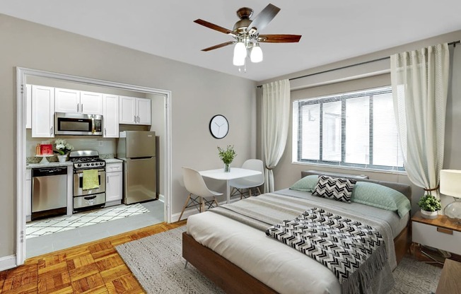 Renovated studio apartment (virtually staged) at The York and Potomac Park, Washington