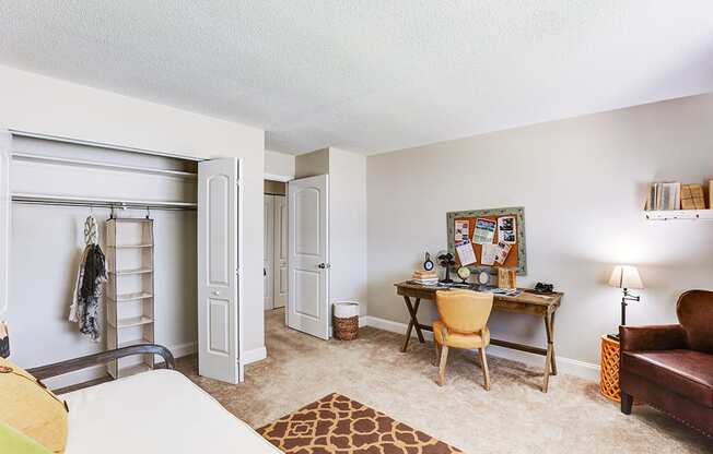 Secondary bedroom with a closet in a signature series 2-bed, 2-bath apartment at Somerset Lakes.