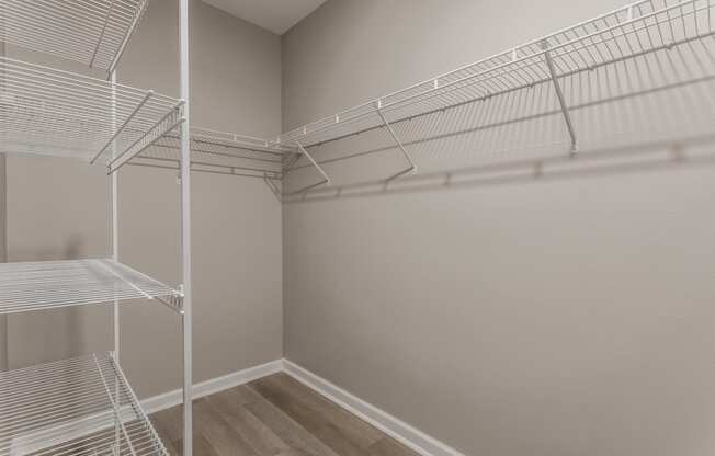 the spacious walk in closet of a bedroom in a house