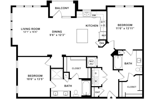 2 beds, 2 baths, 1,285 sqft, $2,025