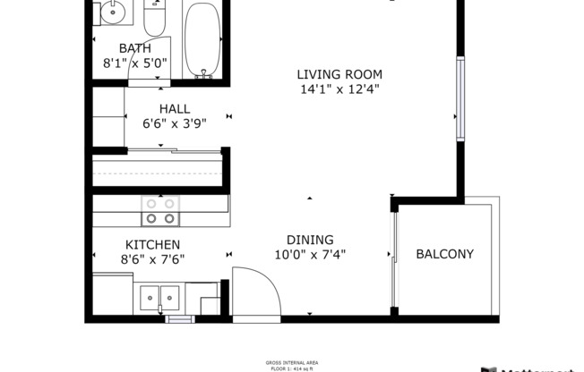 Studio, 1 bath, 475 sqft, $1,962, Unit 10-109