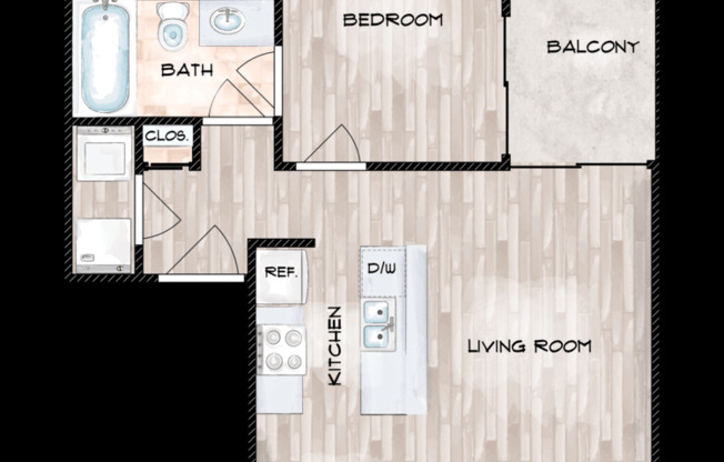 1 bed, 1 bath, 725 sqft, $1,489