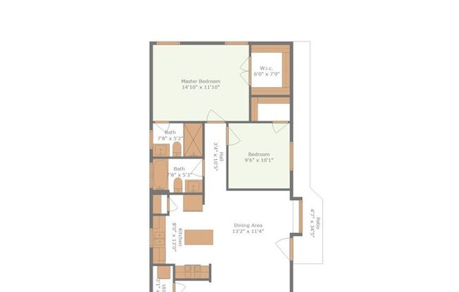 2 beds, 2 baths, $1,695