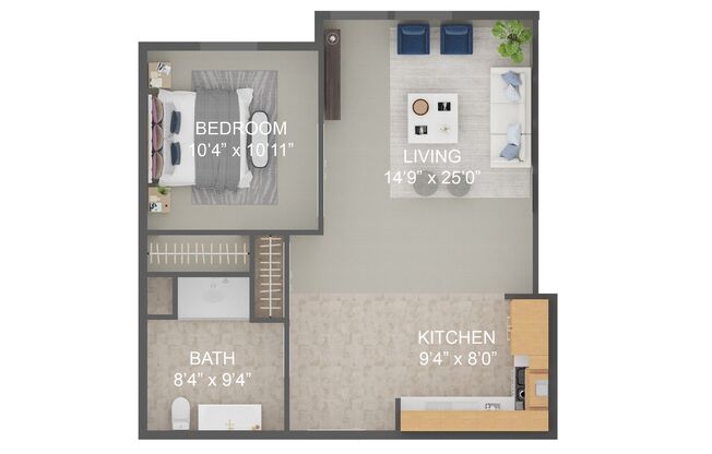 1 bed, 1 bath, 545 sqft, $1,060, Unit 119