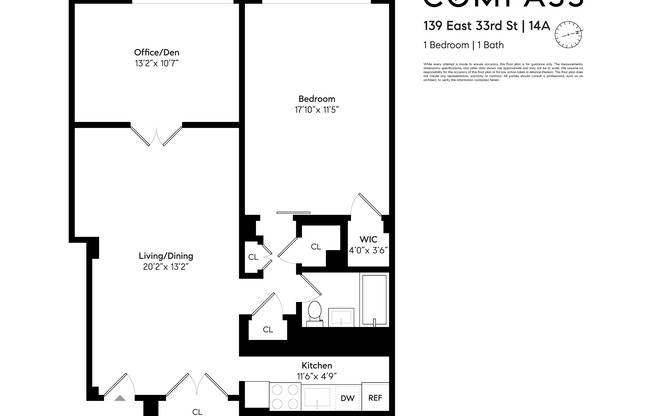 1 bed, 1 bath, 850 sqft, $5,000, Unit 14A
