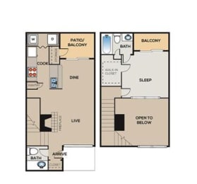 1 bed, 1 bath, 844 sqft, $929
