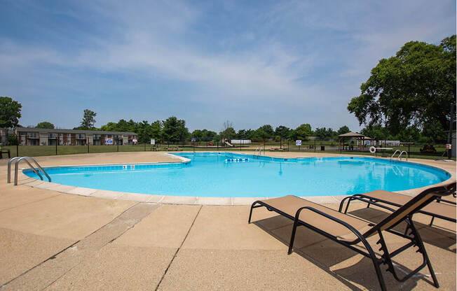 Swimming pool with sundeck at Pickwick Farms Apartments in Indianapolis, IN 46260