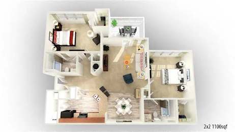 2 beds, 2.5 baths, 1,100 sqft, $1,470