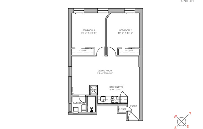 2 beds, 1 bath, 696 sqft, $3,600, Unit 4R