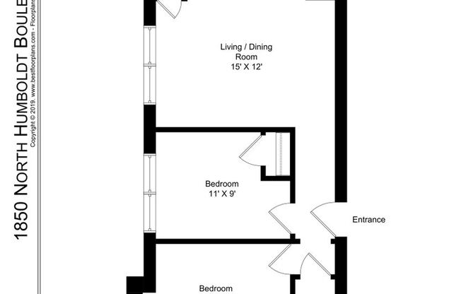 2 beds, 1 bath, 608 sqft, $1,650, Unit 108