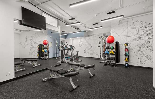 the gym at the flats at obsidian district