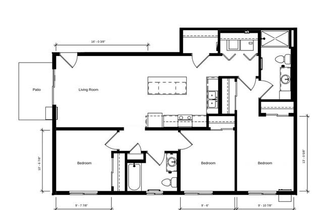 3 beds, 2 baths, 1,066 sqft, $1,550, Unit WT 407-41