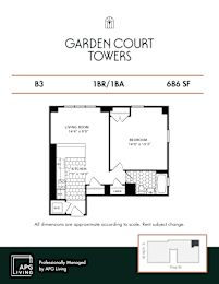 1 bed, 1 bath, 686 sqft, $1,840