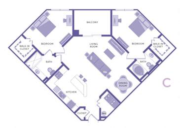 2 beds, 2 baths, 1,135 sqft, $1,737