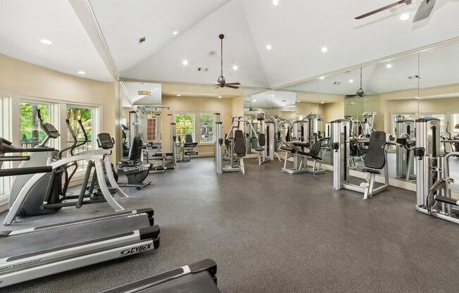 Fitness center treadmills