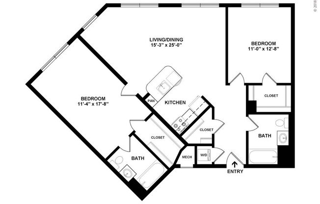 2 beds, 2 baths, 1,054 sqft, $3,050