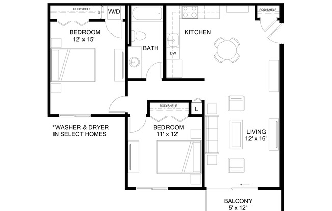 2 beds, 1 bath, 990 sqft, $1,620, Unit 70 - 07