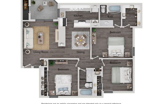 3 beds, 2 baths, 1,225 sqft, $1,660, Unit 802