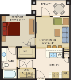 1 bed, 1 bath, 754 sqft, $1,199