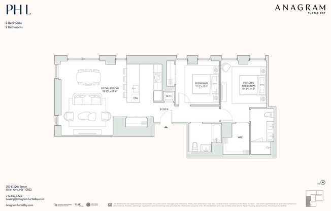 2 beds, 2 baths, 1,215 sqft, $14,333
