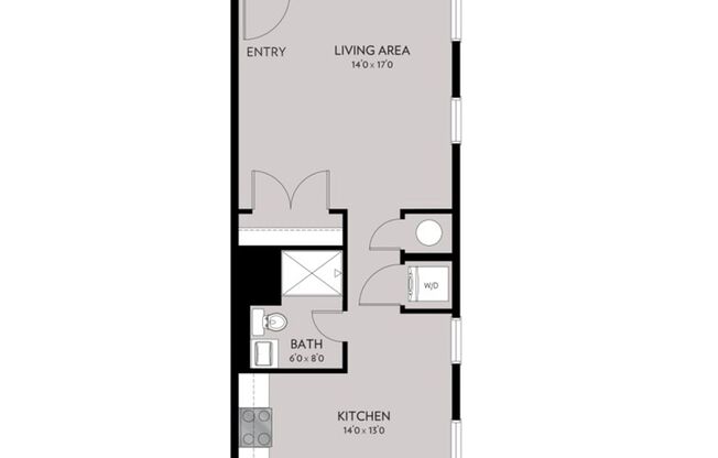 Studio, 1 bath, 492 sqft, $1,547, Unit 107D