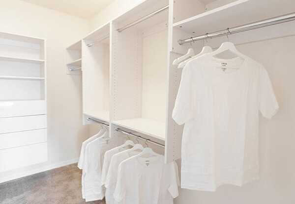 The Gate Apartments Model Unit Closet with built-in shelves