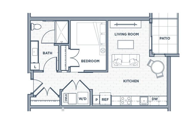 Studio, 1 bath, 605 sqft, $1,375, Unit 1222
