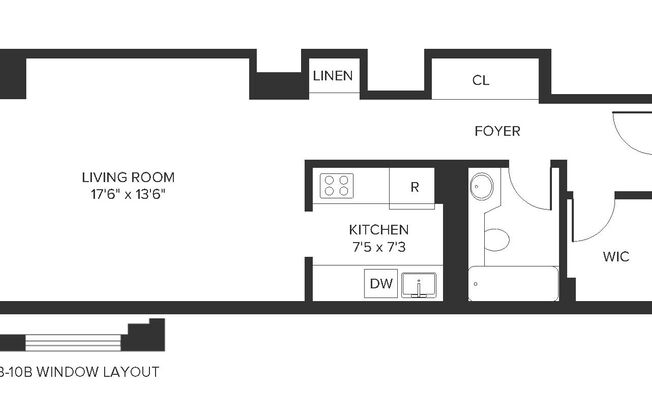 Studio, 1 bath, 463 sqft, $3,429, Unit 10-B