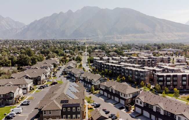 Aerial View at Parc at Day Dairy Apartments and Townhomes, Draper, UT