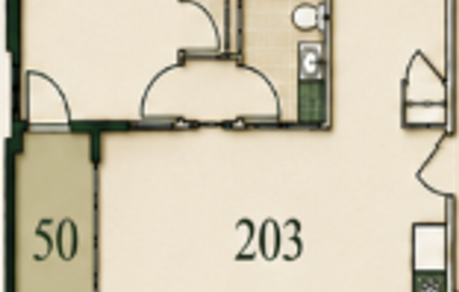 1 bed, 1 bath, 611 sqft, $2,595, Unit 203