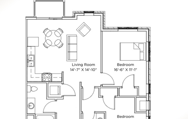 2 beds, 2 baths, 956 sqft, $1,925, Unit 2644-211