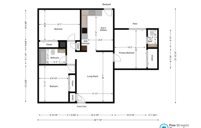 3 beds, 1.5 baths, 970 sqft, $1,850, Unit 3