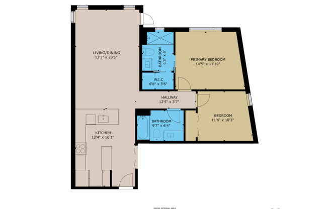2 beds, 2 baths, 1,021 sqft, $2,122, Unit 302