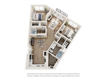 2 beds, 2 baths, 1,123 sqft, $1,995