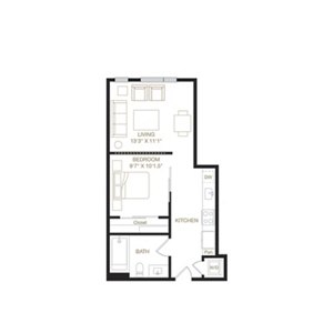 1 bed, 1 bath, 535 sqft, $2,515