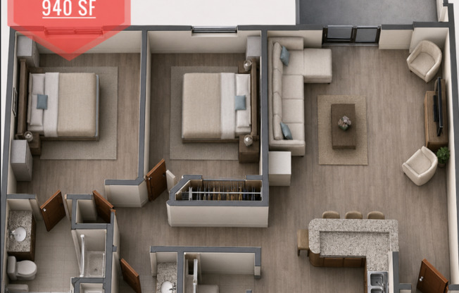 2 beds, 2 baths, $1,475, Unit 111610