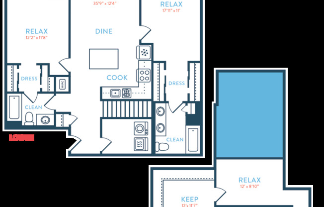 2 beds, 2 baths, 1,576 sqft, $4,464
