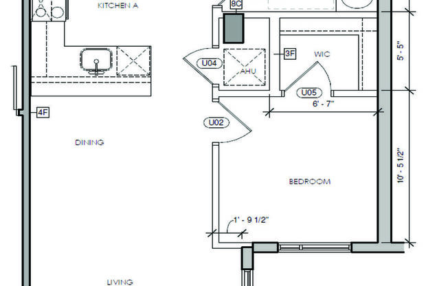1 bed, 1 bath, 552 sqft, $1,768