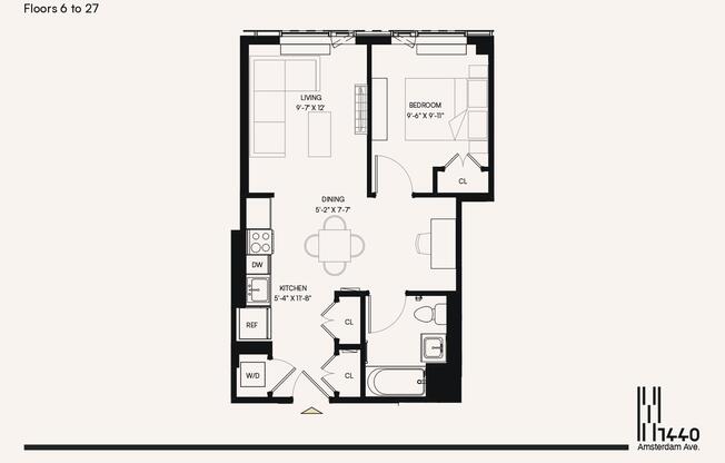 1 bed, 1 bath, $3,425, Unit 1212