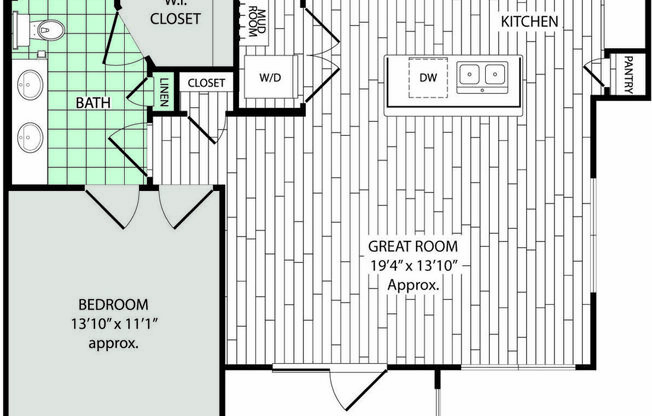 1 bed, 1 bath, 803 sqft, $1,350